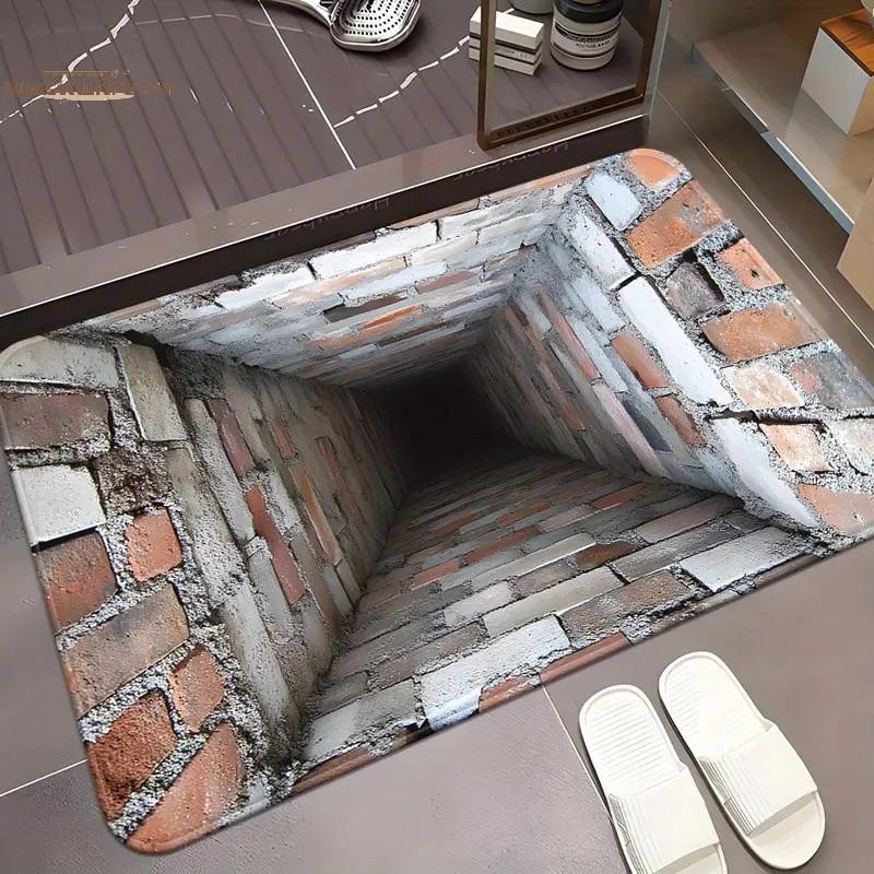 Thảm trải sàn bằng vải Polyester trực quan TRTR 3D cho cửa phòng tắm gia đình, Thảm lót chân thấm hút và chống trượt, dễ bảo trì VN