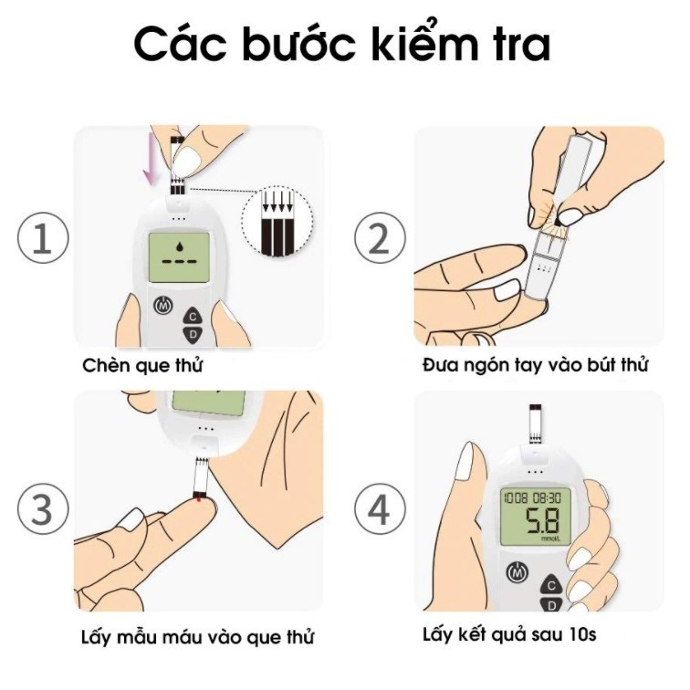 [Tặng 50 que thử + kim chích]  Máy Đo Đường Huyết Sinocare Safe - Accu, máy thử tiểu đường, máy đo lượng đường trong máu