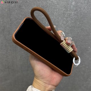 Dành Cho Xiaomi 17 15T 15 14T Pro Max Poco C85 C85X C71 5G 4G Ốp Điện Thoại Có Dây Đeo Kết Cấu Vải Lanh Nâu Đơn Giản Kinh Doanh Vỏ Mềm