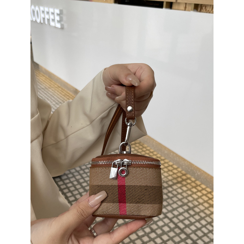 Da Thật Chính Hãng Vải Khâu Mini Ví Đựng Tiền Xu Loại Dây Thiết Kế Di Động Lưu Trữ Đa Năng Túi Đựng Mỹ Phẩm