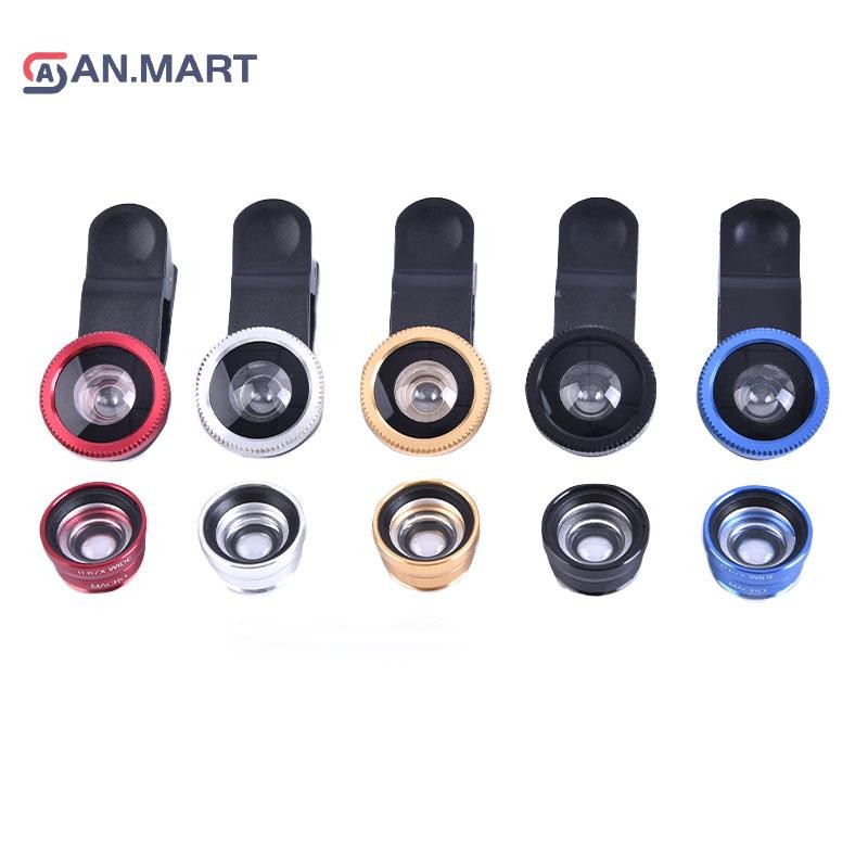 Bigdealssuper 3In1 Điện thoại di động Mắt cá + Góc rộng + Ống kính máy ảnh Macro cho điện thoại di động đa năng siêu