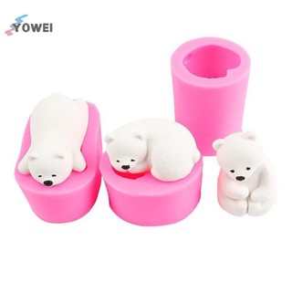 YOWEI 1 Gấu Khuôn Nến Silicon 3D Gấu Bắc Cực Nến Khuôn Trang Trí Bánh DIY Handmade Fondant Đất Sét Chocolate Khuôn VN