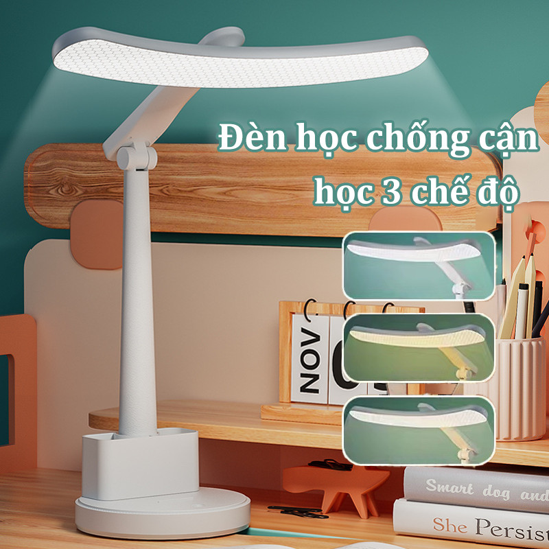 Đèn học 3 chế độ sáng chống cận, bật tắt cảm ứng pin sạc 4000mAh bảo, bảo Vệ Mắt Bé