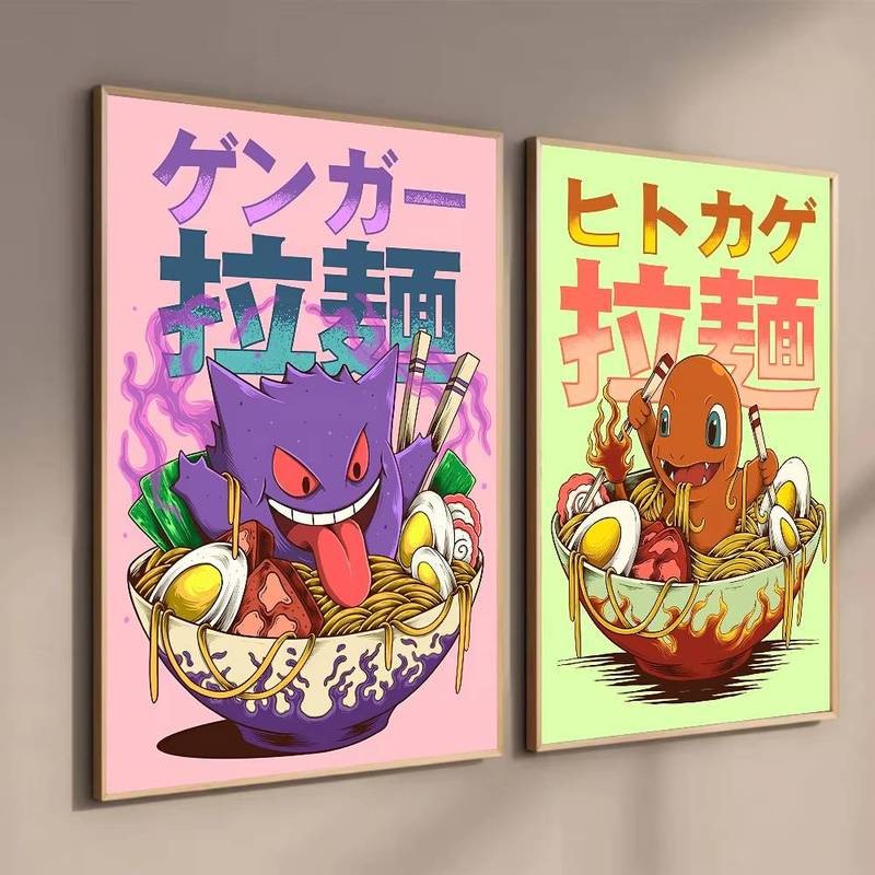 Miniso Anime P-Pokemon Poster Tự Dính Nghệ Thuật Chống Thấm Nước Giấy Dán Nhà Cà Phê Thanh Phòng Trang Trí Tường