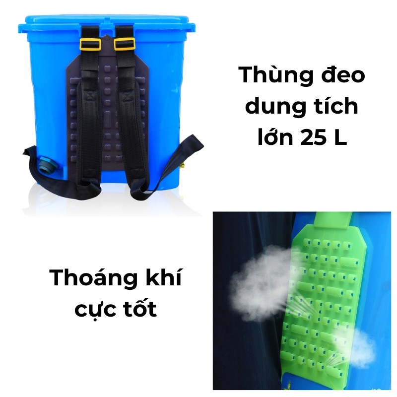 Thùng Bón Phân Đeo Lưng TMP-07 (20Kg/25L) - Dụng Cụ Sạ Phân Bón Thúc, Bón Lót Nhanh & Đều, Bình Rải Phân Bón Đeo Lưng