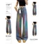 Quần Jeans Nữ Ống Rộng In Hình Cầu Vồng Graffiti Phong Cách Mới