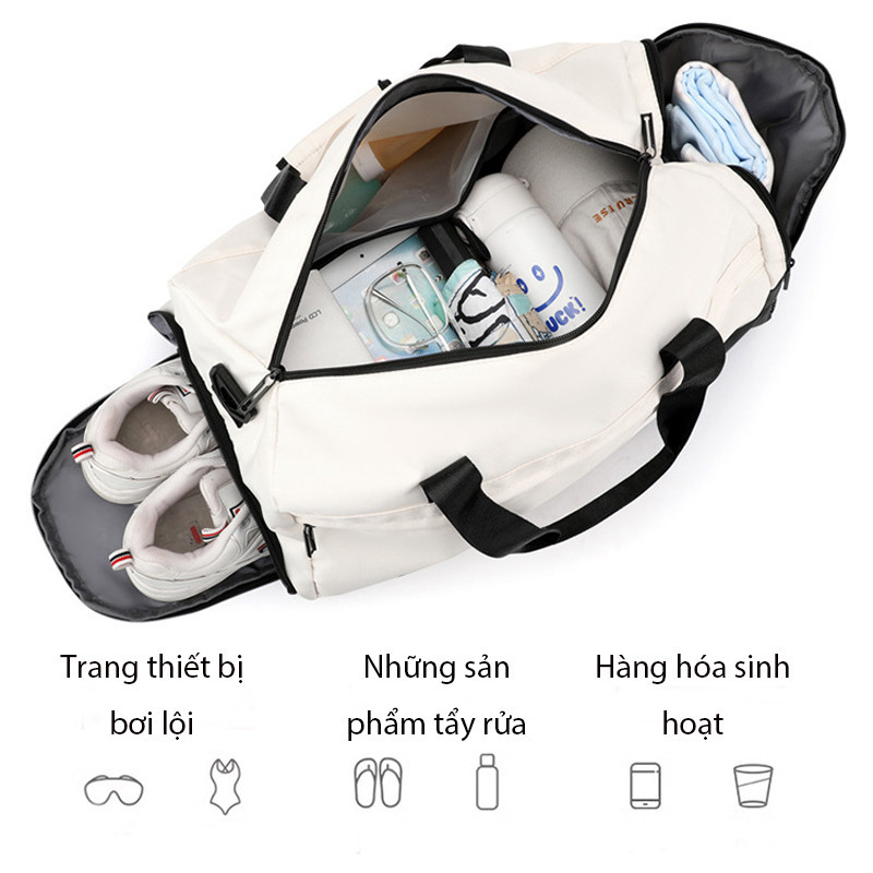 Túi du lịch nam nữ cỡ lớn đa năng, túi trống du lịch, đựng quần áo, nhiều ngăn chống nước, thời trang