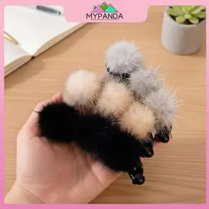 MYPANDA Thời Trang Chồn Tóc Chuối Dọc Lông Tơ Thu Đông Ba Đầu Kẹp Tóc Đuôi Ngựa Kẹp Tóc Mũ Phụ Kiện.