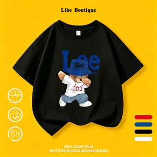 (Giao hàng trong 24 giờ) Áo Thun Unisex In Gấu Dễ Thương, Thoáng Mát Thấm Mồ Hôi, Nhiều Màu