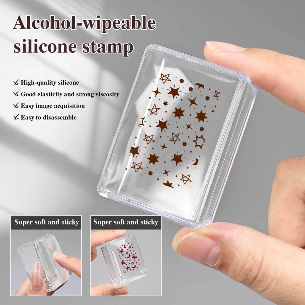 [XT]Con Dấu Silicon In Móng Tay Hình Vuông Có Nắp Lau Được Bằng Cồn Dụng Cụ Định Hình Pháp Vẽ Đầu Móng DIY Chuyên Nghiệp Cao Cấp