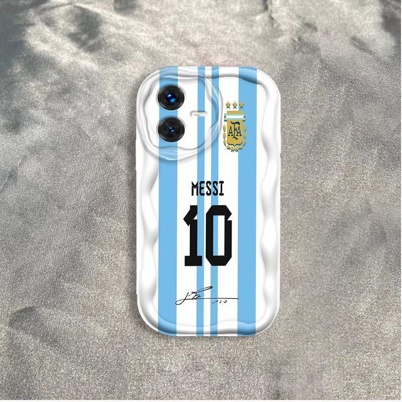 Vỏ Silicon Hoạt Hình Cho VIVO Y22 Y22S 4G 3D Vỏ Điện Thoại Mềm TPU NO.10 Bóng Đá World Cup Messi Ốp Lưng Chống Sốc