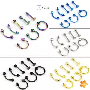 Hỗn Hợp 8 Chiếc 16G Thép Không Gỉ Xoắn Xuyên Trang Sức Tai Lông Mày Mũi Môi Nhẫn Mới