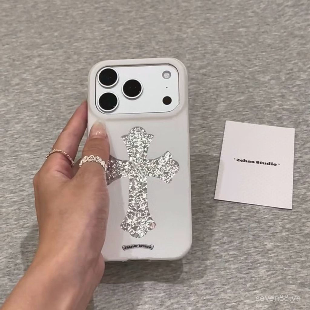 Ốp Điện Thoại Thích Hợp Cho iPhone XS XR XSMAX 11 12 13 14 15 16 17 Pro max Plus ins Laser Họa Tiết Kim Cương Chữ Thập Chống Sốc Chống Sốc Vỏ Bảo Vệ Bao Gồm Tất Cả 7CBO