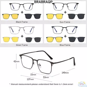 BRABRAA Kính 3 Trong 1 UV400 Kẹp Tầm Nhìn Ban Đêm Kính Từ Tính Kính Máy Tính Phân Cực