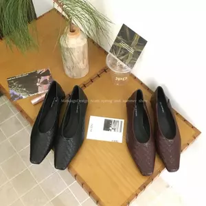 TT Bện Mũi Vuông Giày Đế Bằng Nữ Da Thật Da Mềm Phù Hợp Với Giày Công Sở Thoải Mái 2026