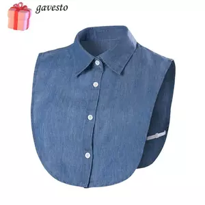 GAVESTO Áo Sơ Mi Giả Cổ Có Thể Tháo Rời Nam Nữ Cổ Điển Ren Đen / Trắng Da Báo Hạt Ve Áo Áo Áo Cổ Giả