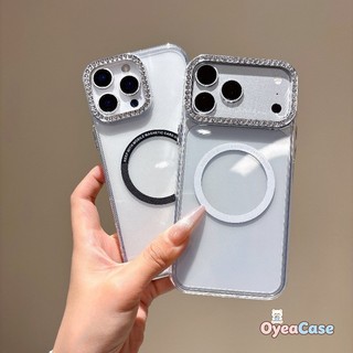 Vỏ Khung Kim Cương Giả Từ Tính Trong Suốt Cho Realme 15T 15 14 14X 14T 13 12 12X 11 11X 9i 7i 2 V13 P3 P3X P1 U1 Pro Plus Lite 4G 5G Slim Bling Long Lanh Sang Trọng Đơn Giản Mờ Cover