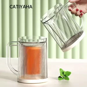 Cốc đông lạnh dạng lỏng CATIYAHA, cốc bia đá 20oz PET/PP 2 lớp giữ lạnh, thiết kế có tay cầm, dày dặn sáng tạo dùng cho tủ lạnh