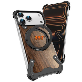[JLK] Ốp Điện Thoại Bằng Gỗ Chắc Chắn Cho iPhone 17 16 15 14 Pro Max Có Giá Đỡ Nhẫn 360° Vỏ bảo vệ chống sốc từ tính xoay