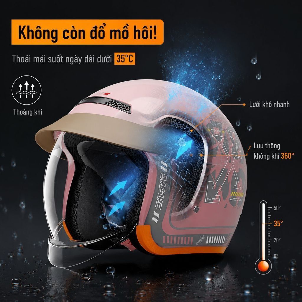 🔥Chống nắng thoáng khí mũ bảo hiểm xe điện | Dùng bốn mùa mũ nửa đầu thông dụng | Chống tia UV trong suốt cao mũ đi xe