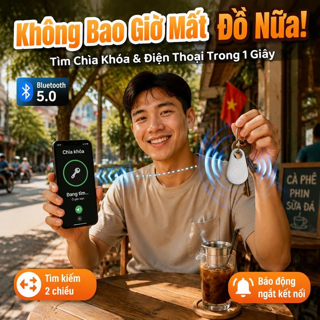 ⚡Ship Nhanh⚡Báo động tìm đồ hai chiều | Định vị Bluetooth chống mất | Công cụ tìm kiếm vật phẩm theo dõi thông minh
