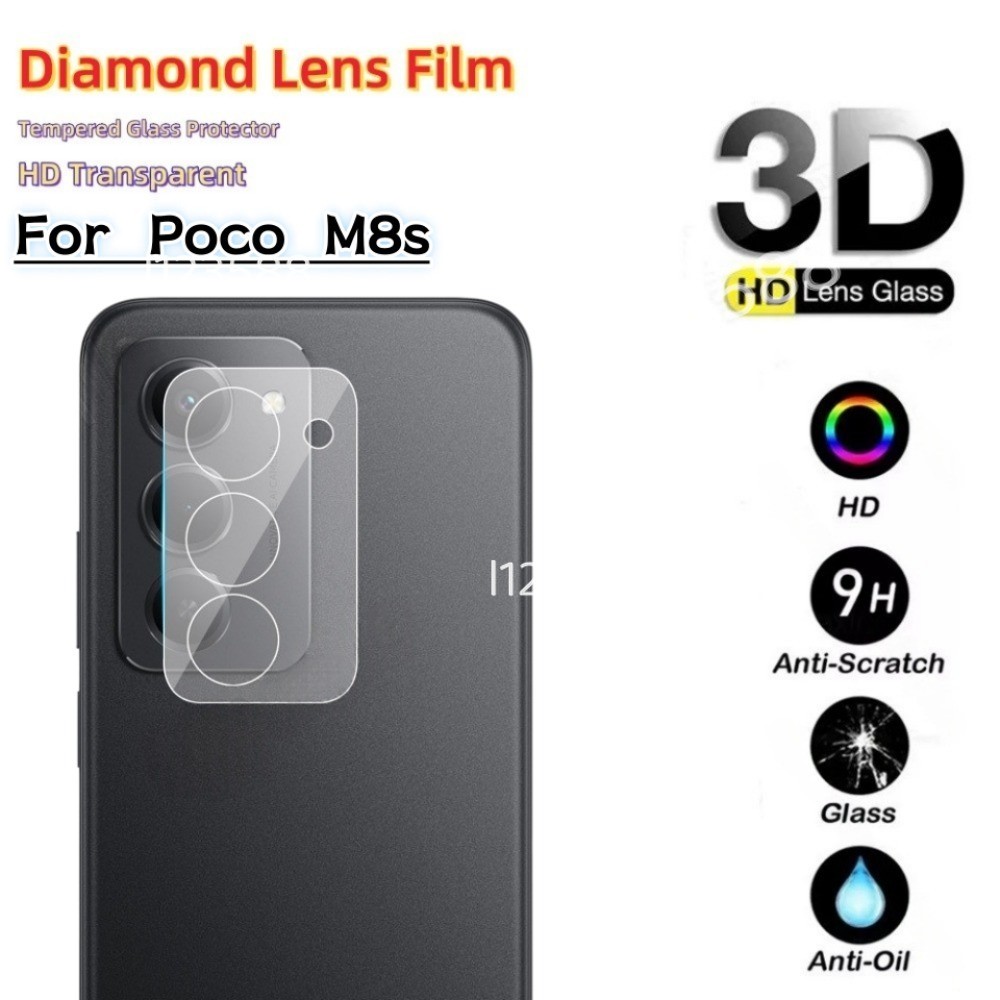Phim bảo vệ ống kính máy ảnh 3D cho Poco M8s 5G 2026 Xiaomi PocoM8s 5G Phim ống kính Kính cường lực trong suốt Bảo vệ màn hình