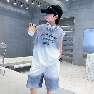 Bộ đồ bé trai thể thao năng động - Áo sát nách loang màu phối quần short rộng thoáng mát mùa hè