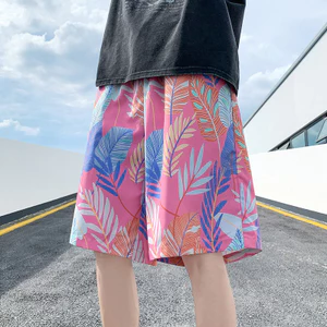 Quần short nam Hawaii in hoa 3D, nhẹ, khô nhanh, dáng rộng, quần short đi biển thông thường