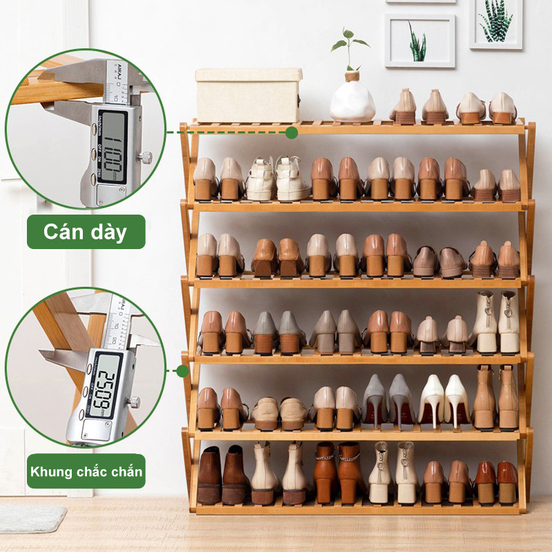 Kệ Để Giày Dép Nhiều Tầng Bằng Tre Chắc Chắn Thoáng Khí Tiết Kiệm Không Gian Dễ Sắp Xếp Phù Hợp Nhà