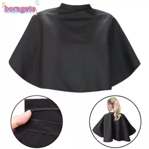 Áo choàng cắt tóc BORAGETE, Áo choàng cắt tóc ngắn chống thấm nước, Dụng cụ nhuộm tóc vuông màu đen Dụng cụ làm tóc Salon cắt tóc