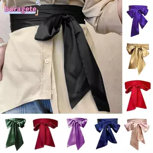 Thắt lưng Corset Nơ BORAGETE, Thắt lưng bằng lụa Satin DIY Nơ Vải Ruy băng Cummerbunds, Trang trí thời trang Dây đeo thắt lưng rộng cho nữ Cô gái Cô dâu