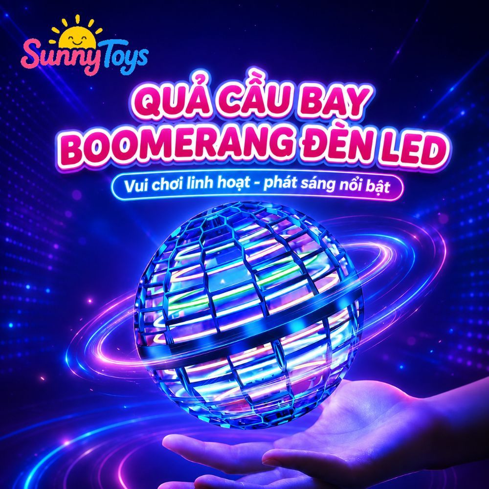 Quả Cầu Bay Ma Thuật Có Đèn LED SunnyToys - Quả Cầu Boomerang Tự Bay, Tự Quay Lại Tay Bé