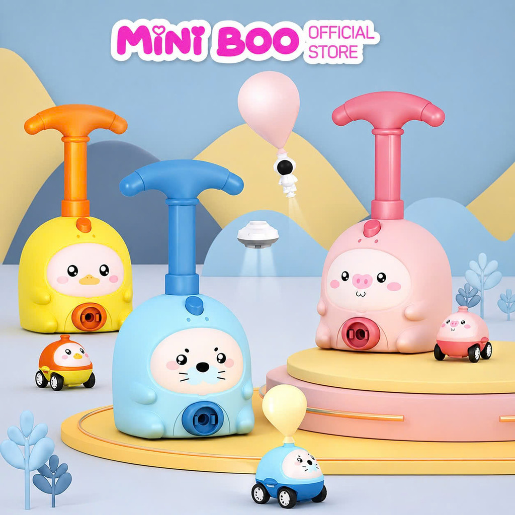 Đồ chơi xe đua bơm bóng bay trợ lực , đua xe kèm phi hành gia nhảy dù ...