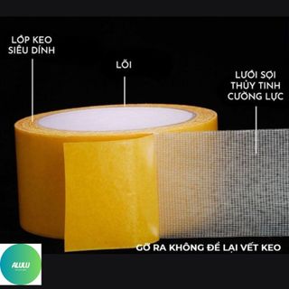 Băng Keo 2 Mặt 5cm x 10m Siêu Dính Lưới Sợi Thủy Tinh Dán Thảm Trải Sàn Chắc Chắn - Kho Sỉ Gia Dụng Alulu