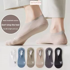 ITRUMPET 2 đôi Tất lụa băng, Tất lưới vô hình mắt cá chân cắt thấp, Tất nam Cotton thoáng khí chống trượt thoải mái