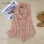 AqToCna Phong Cách Hàn Quốc Vải Lanh Cotton Gấp Khăn Nữ Mỏng Màu Nguyên Chất Đơn Giản Trận Đấu Dài Vai Quấn Ne Ấm Hơn Khăn Lụa AqToCna