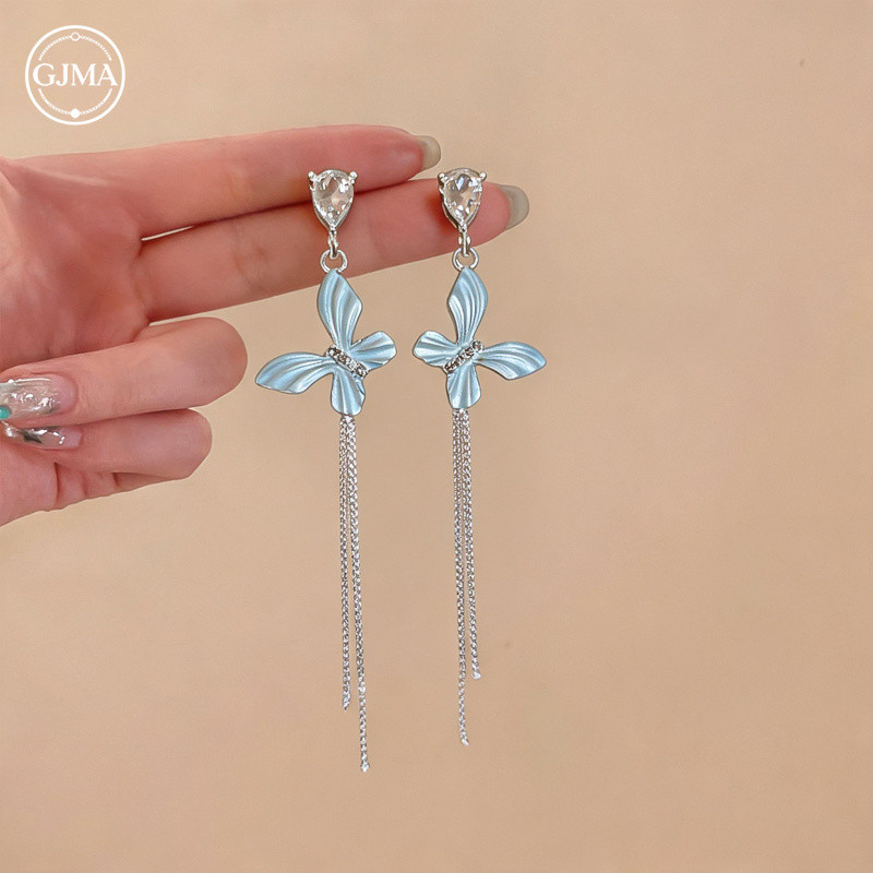 Bông tai tua rua hình bướm đính đá Thiết kế thời trang Cảm giác Phụ kiện đa năng