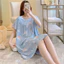 Nhân Tạo Cotton Phong Cách Mới Váy Ngủ Bộ Đồ Ngủ Nữ Mùa Hè Mỏng Tay Ngắn Hoạt Hình In Hình Bộ Đồ Ngủ Cotton Lụa Plus Kích Thước Xuân Thu Homewear