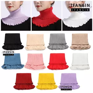 Cổ áo giả dệt kim IFASIN mùa đông có tai bằng gỗ cổ cao thời trang