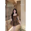 ĐẦM TƠ BI CỔ NHÚN CỘT NƠ FORM XOÈ BYJOLIE