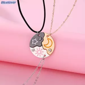Bluelover 3 Cái / bộ Mặt Trời Mặt Trăng Ngôi Sao Mặt Dây Chuyền Nelace Người Bạn Thân Nhất Bff Tình Bạn Cặp Đôi Nelace Trang Sức Thời Trang Mới