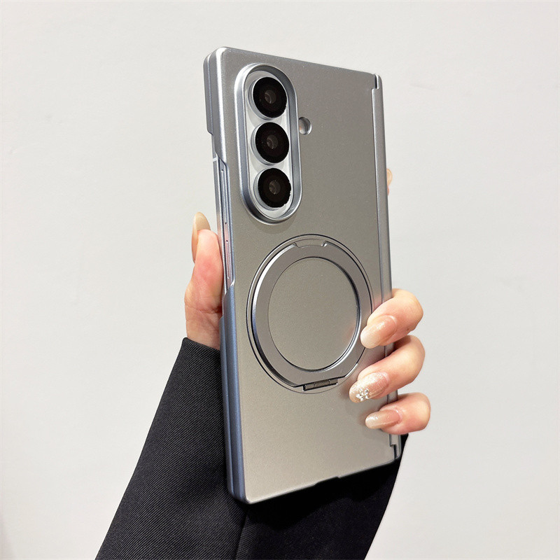 Ốp Điện Thoại Cứng Sơn Kim Loại Sang Trọng Cho Samsung Galaxy Z Fold 7 Gấp 6 Gấp 5 Gấp 4 Trục Kép Với 360° Giá đỡ vòng từ tính Vỏ chống sốc