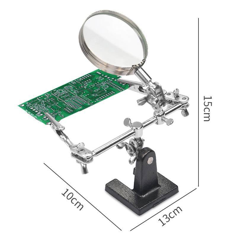 GOAY Giúp dụng cụ cầm tay thứ ba Giá đỡ hàn với kính lúp hàn 5X 2 Kẹp cá sấu Xoay 360 độ Công cụ sửa chữa Adju VN