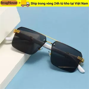 Kính râm không khung SNUGHOUSE, Kính râm không vành UV400 cổ điển dành cho nam, Sắc thái chuyển màu vuông sang trọng dành cho nữ