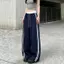 Quần thể thao hai thanh màu xanh Hàn Quốc cạp cao Drape Slimer Nhìn nhanh khô Quần ống rộng thông thường