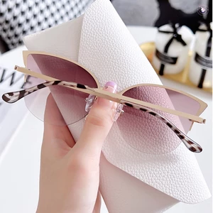 Kính Mát Kim Loại Hợp Thời Trang Hình Bướm Lớn Bán Khung Chống Tia UV Kính Mắt Sử Dụng Hàng Ngày Cho Nữ Và Bé Gái