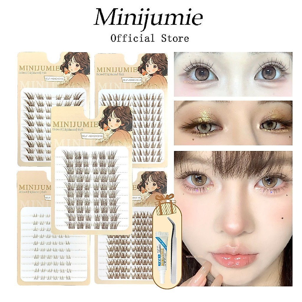 Minijumie 10 hàng màu nâu hoa hướng dương mi giả tách sợi mi giả tự nhiên,mi cáo