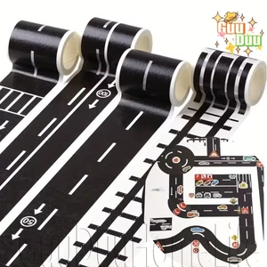 Băng cảnh đường ray đường sắt 5M -Công cụ biển báo đường trường học - Đồ chơi trẻ em Chơi trên ô tô - Băng keo dính đường giao thông - Băng trang trí sổ lưu niệm / Giao hàng miễn phí
