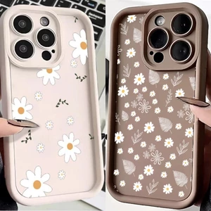 Ốp Lưng Hoa Cúc Trắng Cho Iphone 17 Pro Max 17 Air 17Pro 16E 12 13 14 15 Pro XR Vỏ Điện Thoại Di Động Silicon Nhiều Bước TPU Chống Sốc Camera Bảo Vệ Mềm Mờ