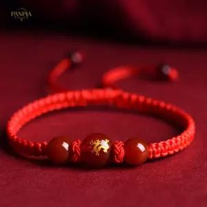 PNPIA- Vòng tay rồng hoàng đạo phong cách Trung Quốc 2024 Năm rồng Luy Vòng tay dây đỏ Quà Giáng sinh Quà tặng năm gần